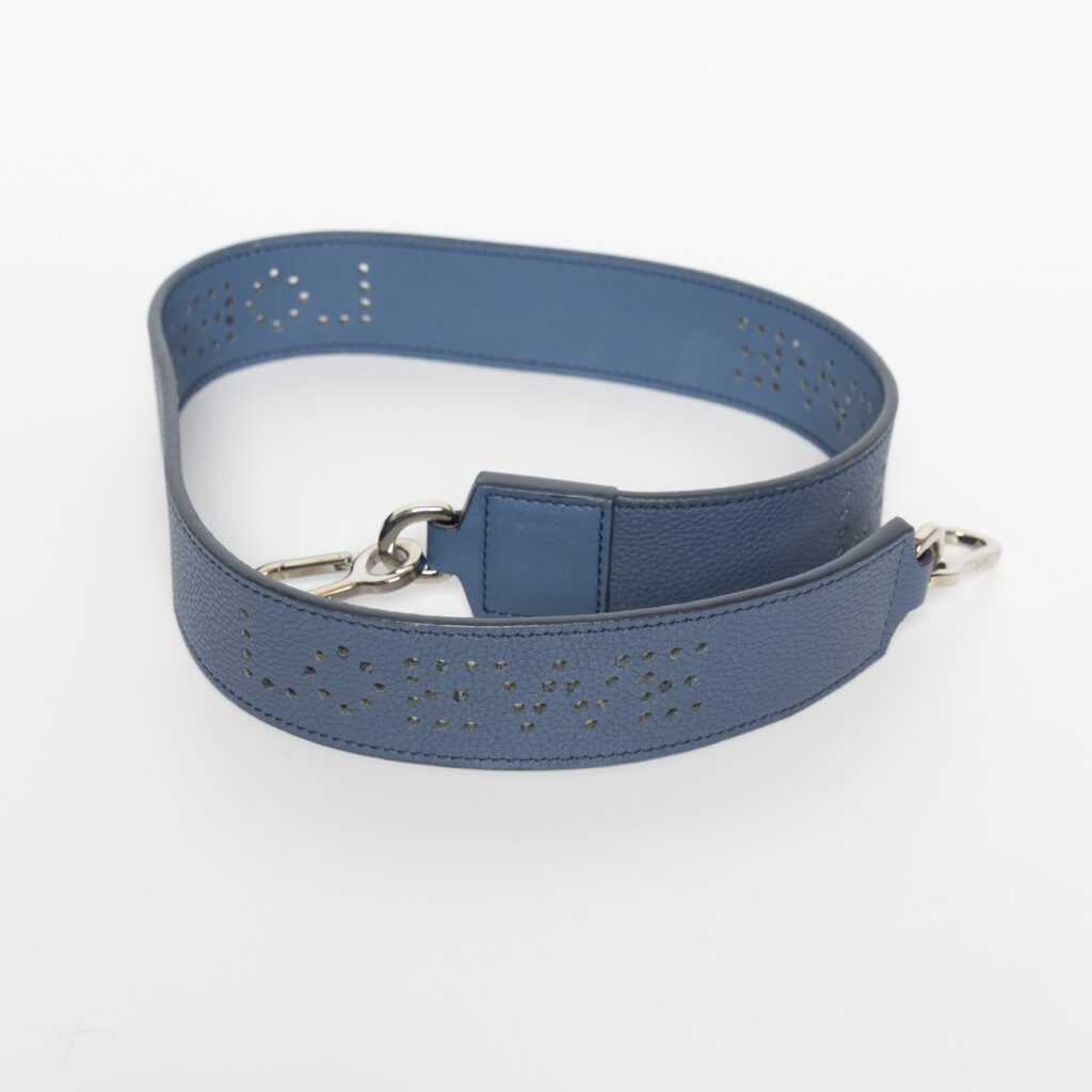 Loewe Anagram shoulder strap, leather, blue with silver hardware