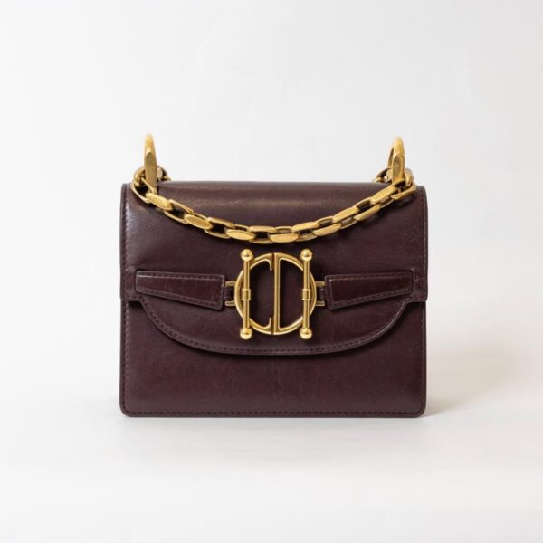 Dior DiorDirection Single Flap Tasche Burgundy mit Goldener Hardware