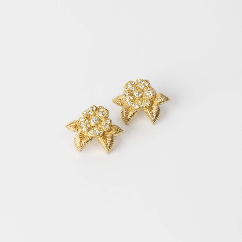 Christian Dior Vintage Ohrclips Blumen mit Steinchen