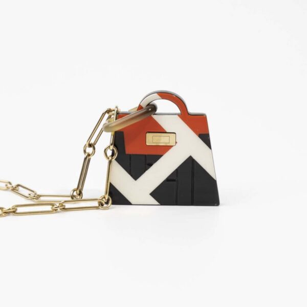 Hermès Collier Halskette mit Tasche Anhänger Bunt