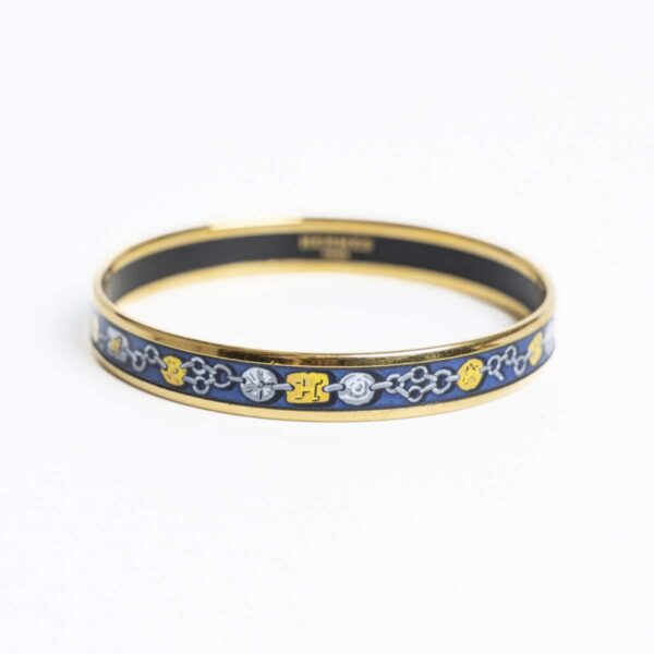 Hermès Enamel GP Bangle Armreif Blau Gold Armreif