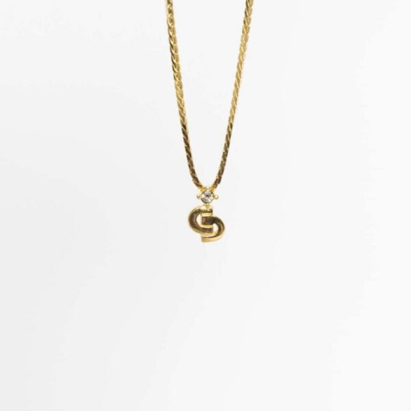 Dior CD Logo Halskette mit Strasstein Gold