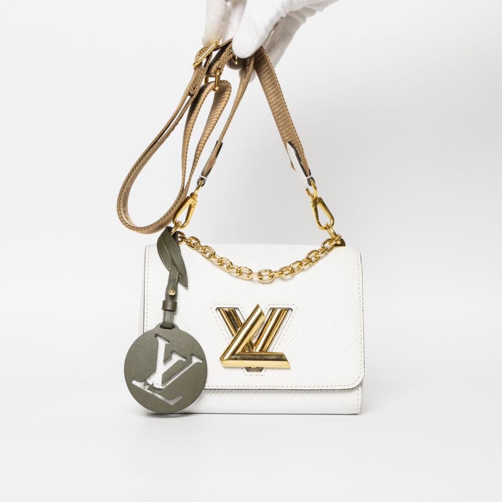 Louis Vuitton Twist MM Weiß Epi Tasche Full Set