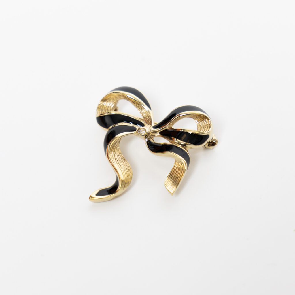 Christian Dior Schleifenbrosche Goldfarben Und Schwarz