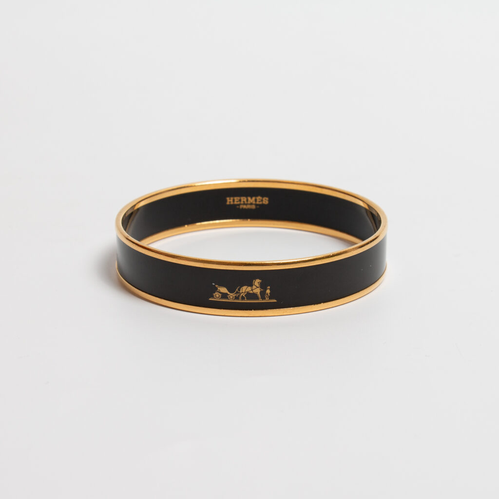 Hermès Bangle Armreif Schwarz Gold