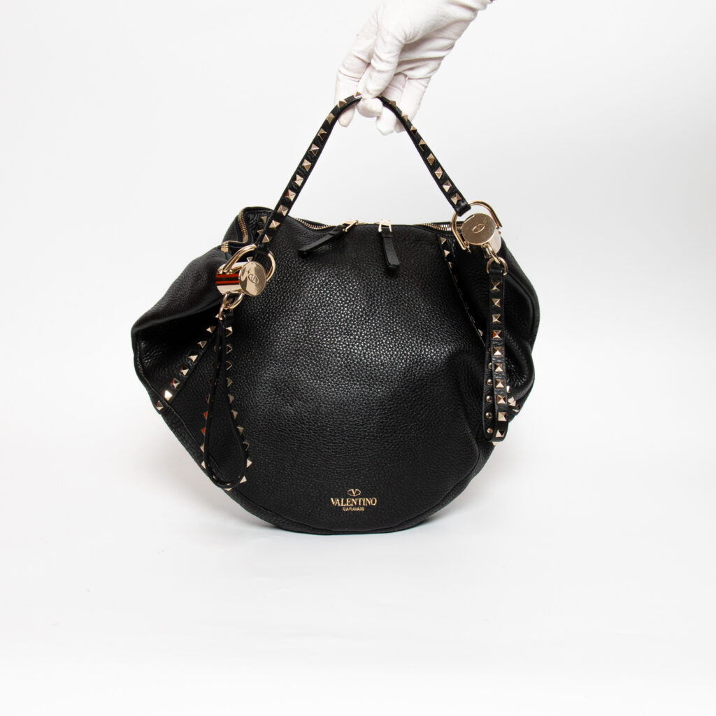 Valentino Rockstud Hobo Leder Tasche Schwarz mit Nieten