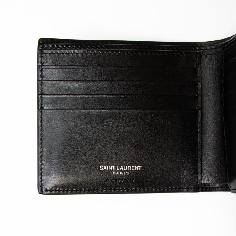 Saint Laurent Cassandra Portemonnaie aus Leder Schwarz Neu – Bild 2