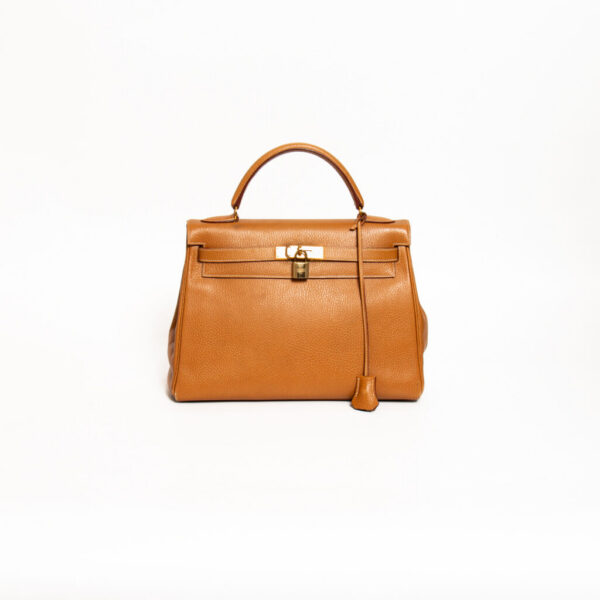 Hermès Handtasche Kelly 32 Ardennes Natur Mit Goldener Hardware