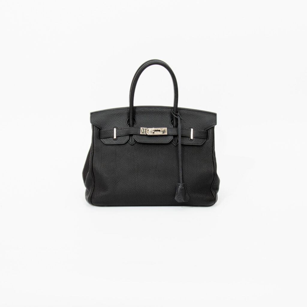 Hermès Handtasche Birkin 30 Retourne Togo Schwarz Mit Silberner Hardware 2005