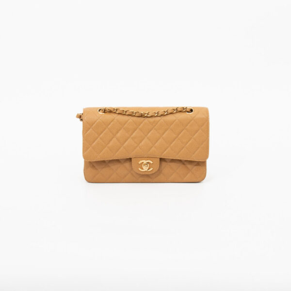 Sac Chanel Timeless Double Flap Medium Caviar Beige 2002-2003 7785401