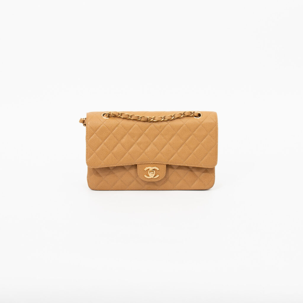 Sac Chanel Timeless Double Flap Medium Caviar Beige 2002-2003 7785401