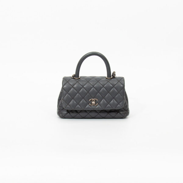 Chanel Top Handle Small Tasche Caviar Leder Grau