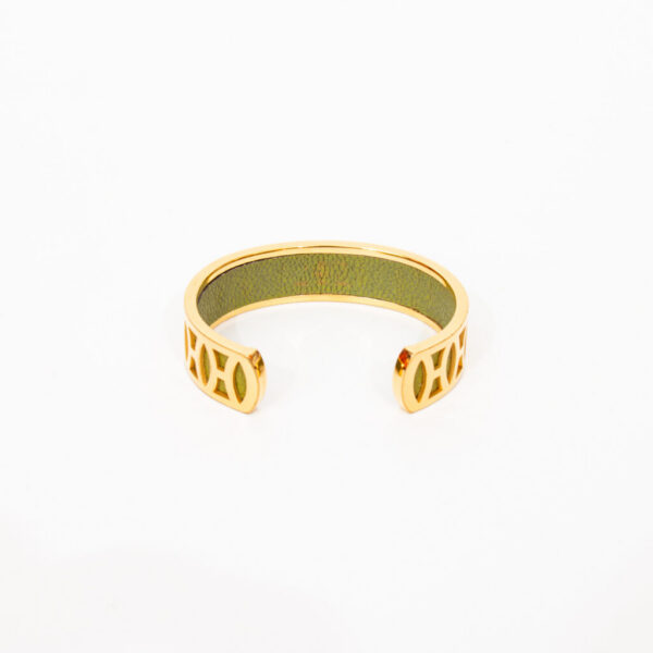 Bracelet Hermès en cuir vert avec logo H