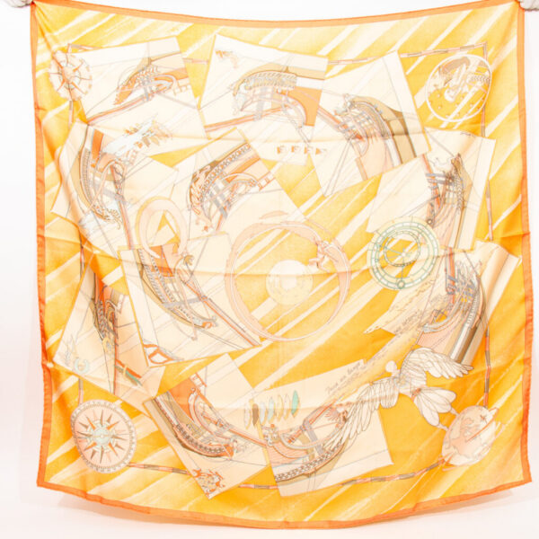 Hermès silk scarf Carré 90 'Face Au Large' Orange