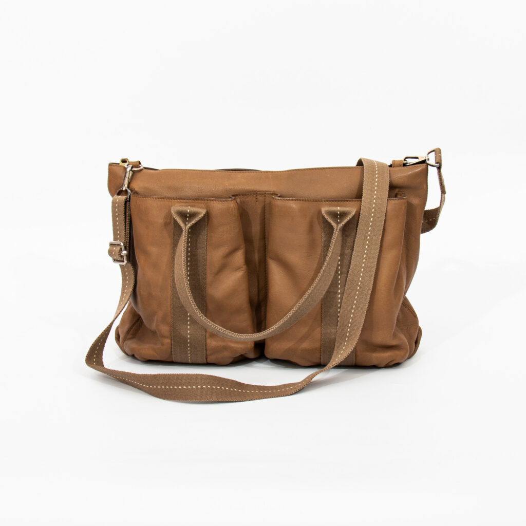 Hermès Handtasche Caravan Horizontal Mm Veau Derma Beige Mit Silberner Hardware