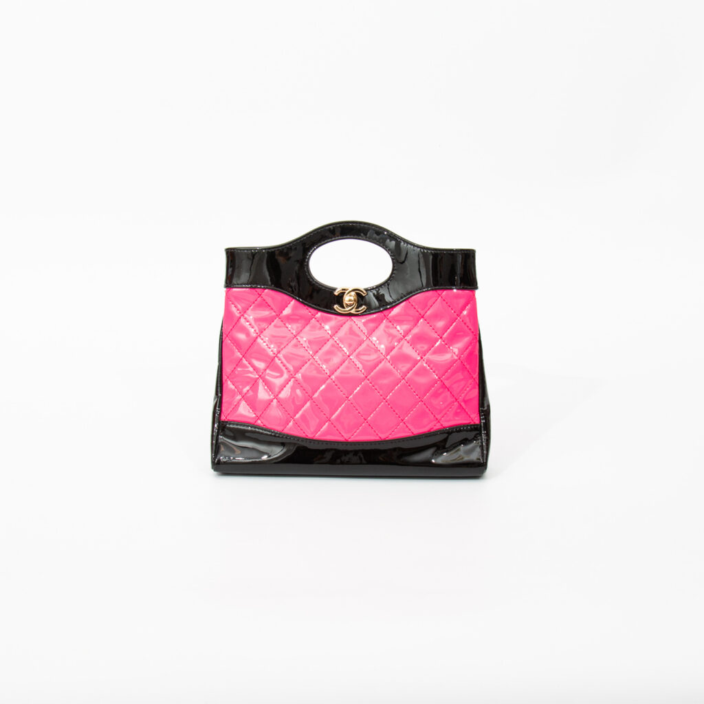 Chanel 31 Mini Tote Tasche aus Lackleder Pink Schwarz