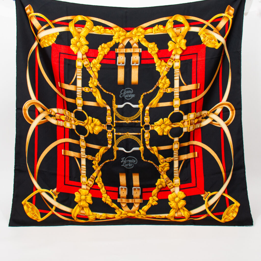 Hermès Carré 90 Tuch Seide Grand Manege Schwarz