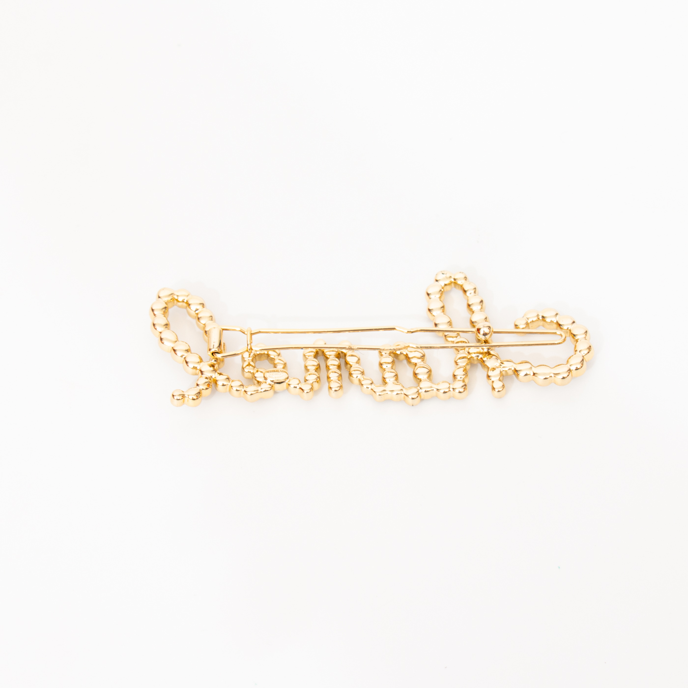 Chanel crystal pearl hair clip in Chanel lettering – the luxury