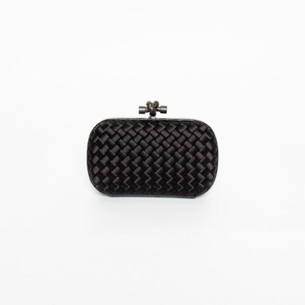 Bottega Veneta Knot Clutch Handbag Black