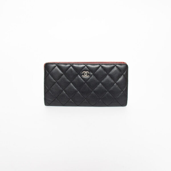 Chanel Geldbörse Matelassé Caviarleder Schwarz Mit Silberner Hardware 2011 14349254