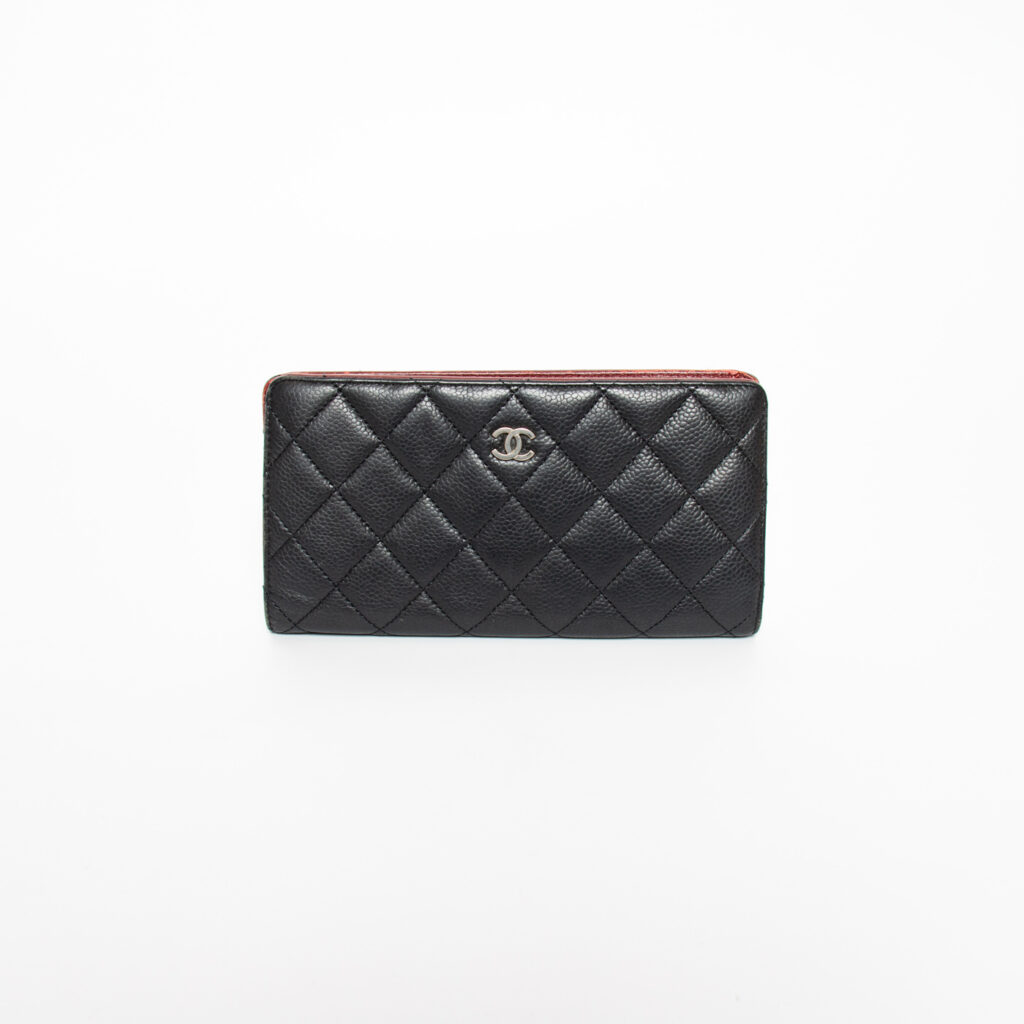 Chanel Geldbörse Matelassé Caviarleder Schwarz Mit Silberner Hardware 2011 14349254