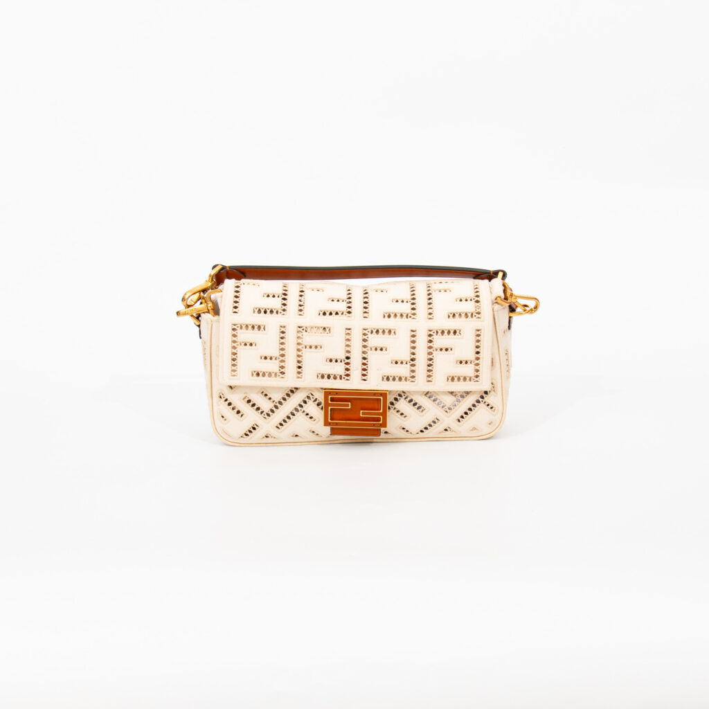 Fendi Tasche Zucca Mamma Baguette Canvas Und Leder Beige