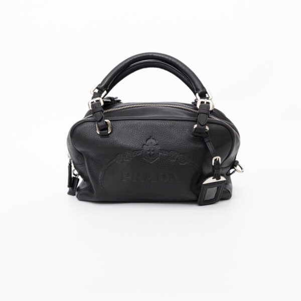 Prada Vitello Daino Boston Bag Tasche Schwarz