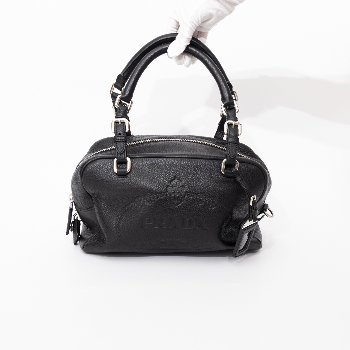 バッグ PRADA LEATHER BOWLING BOSTON HAND BAG Prada Vitello Daino Boston Bag Black – the luxury cabinet