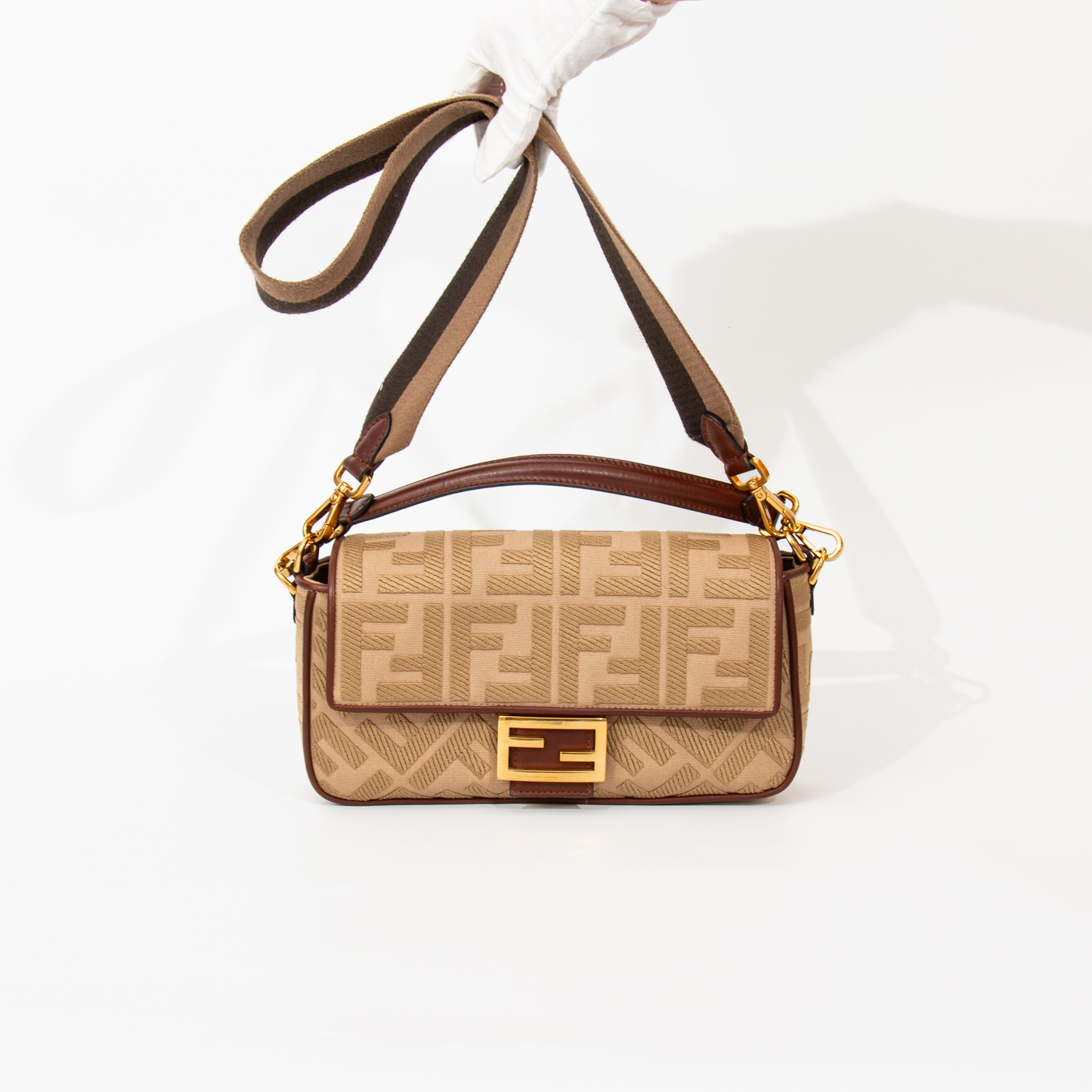 Fendi Zucca Mamma Baguette shoulder bag in canvas and leather