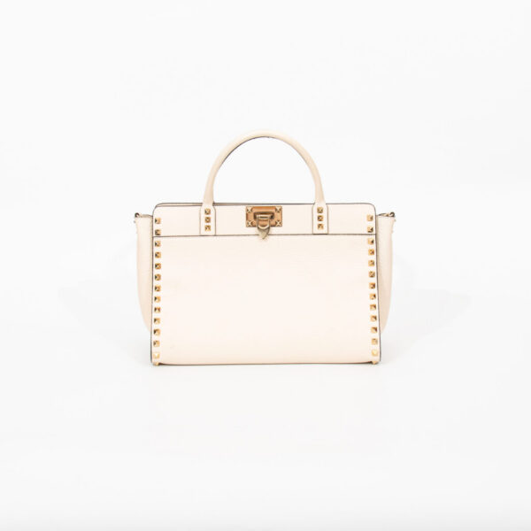 Valentino Rockstud Small Leather Cream with Gold Studs
