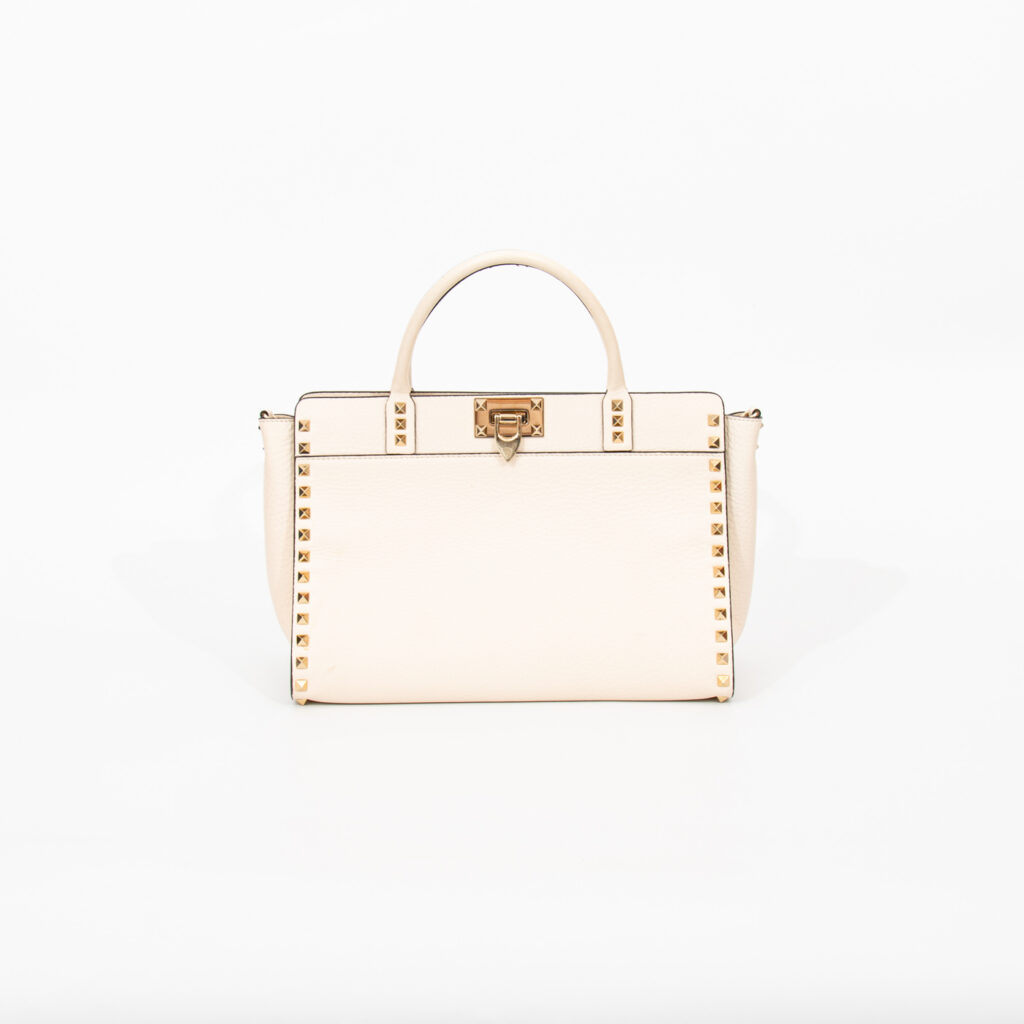 Valentino Rockstud Small Leder Creme mit goldenen Nieten