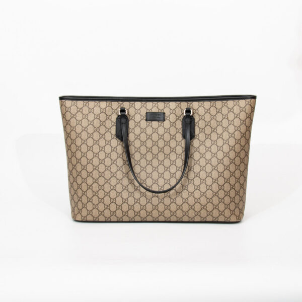 Gucci GG Supreme Canvas Tote Shopper Tasche mit Lederbesatz