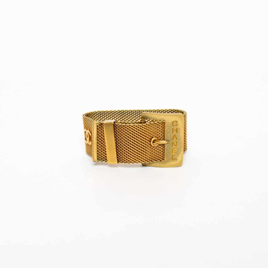 Chanel Coco Mark Logo Armband Breit Gold
