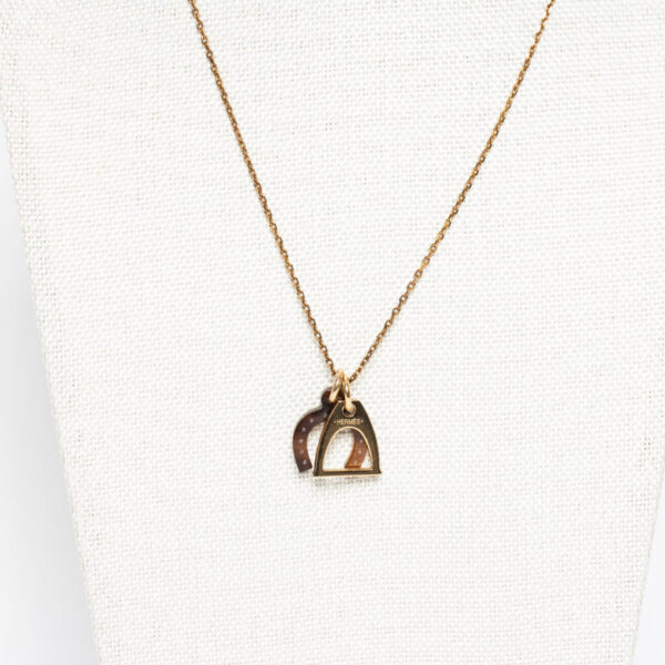 Collier fer à cheval Hermès doré marron