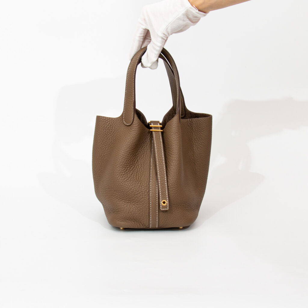 Hermès Tasche Picotin 18 Taurillon Clemence Etoupe GHW 2019