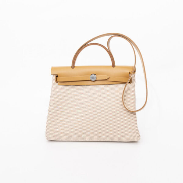 Bolso Hermès Herbag 31 de lona y piel en color crudo y beige (nuevo)