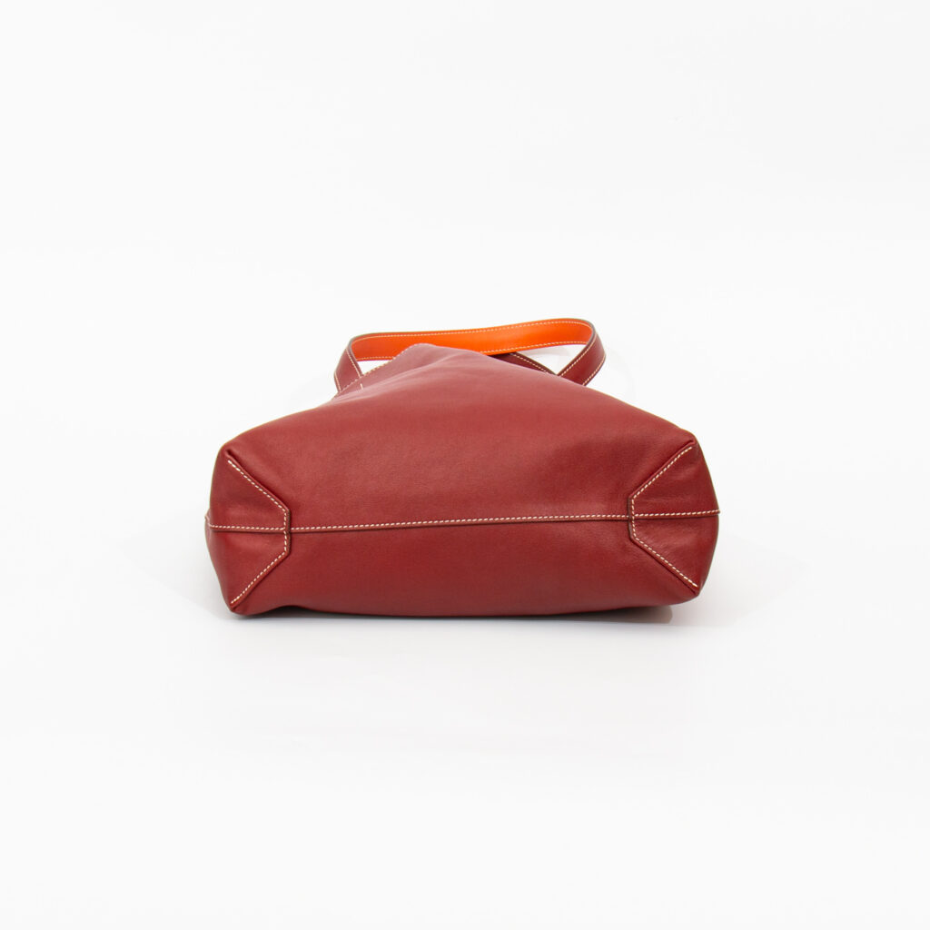 Sac Hermès Shopper Double Sense 28 en cuir Veau Swift Cienne X Flamingo