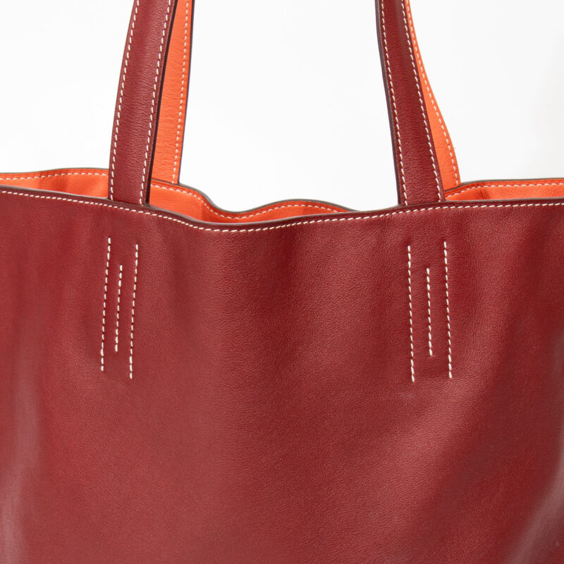 Sac Hermès Shopper Double Sense 28 en cuir Veau Swift Cienne X Flamingo – Image 11