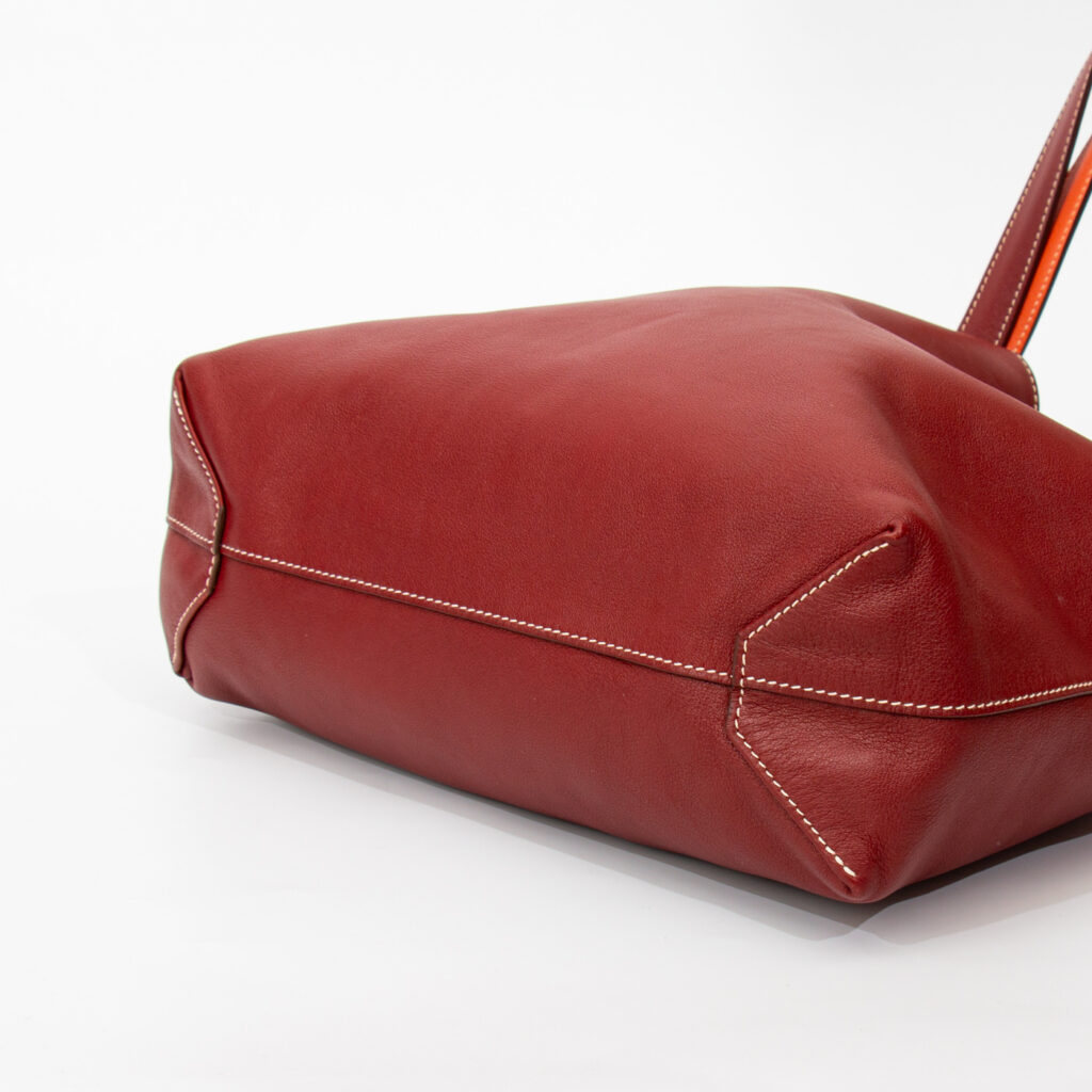 Sac Hermès Shopper Double Sense 28 en cuir Veau Swift Cienne X Flamingo