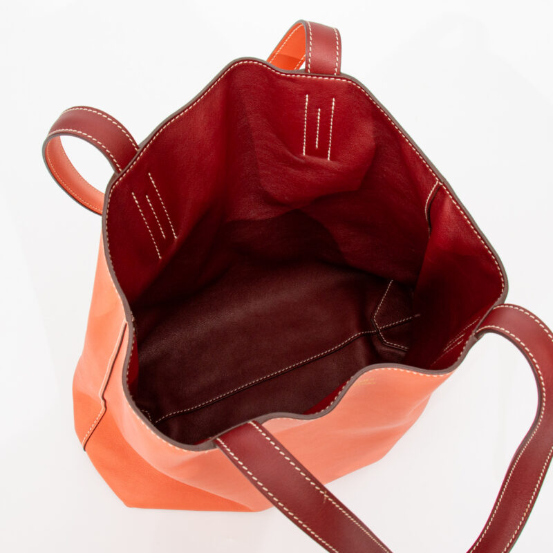 Sac Hermès Shopper Double Sense 28 en cuir Veau Swift Cienne X Flamingo – Image 15
