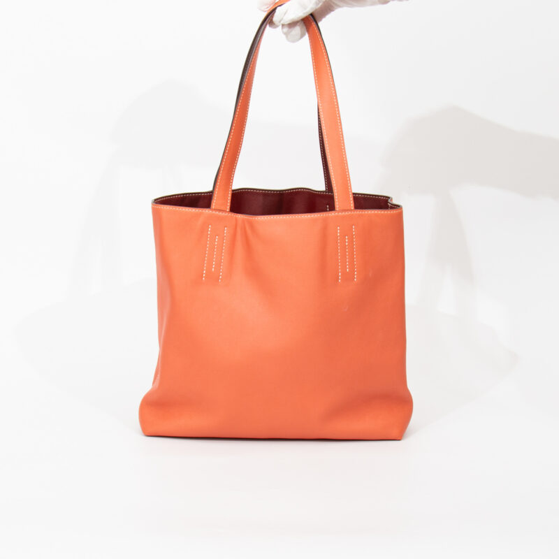 Sac Hermès Shopper Double Sense 28 en cuir Veau Swift Cienne X Flamingo – Image 4
