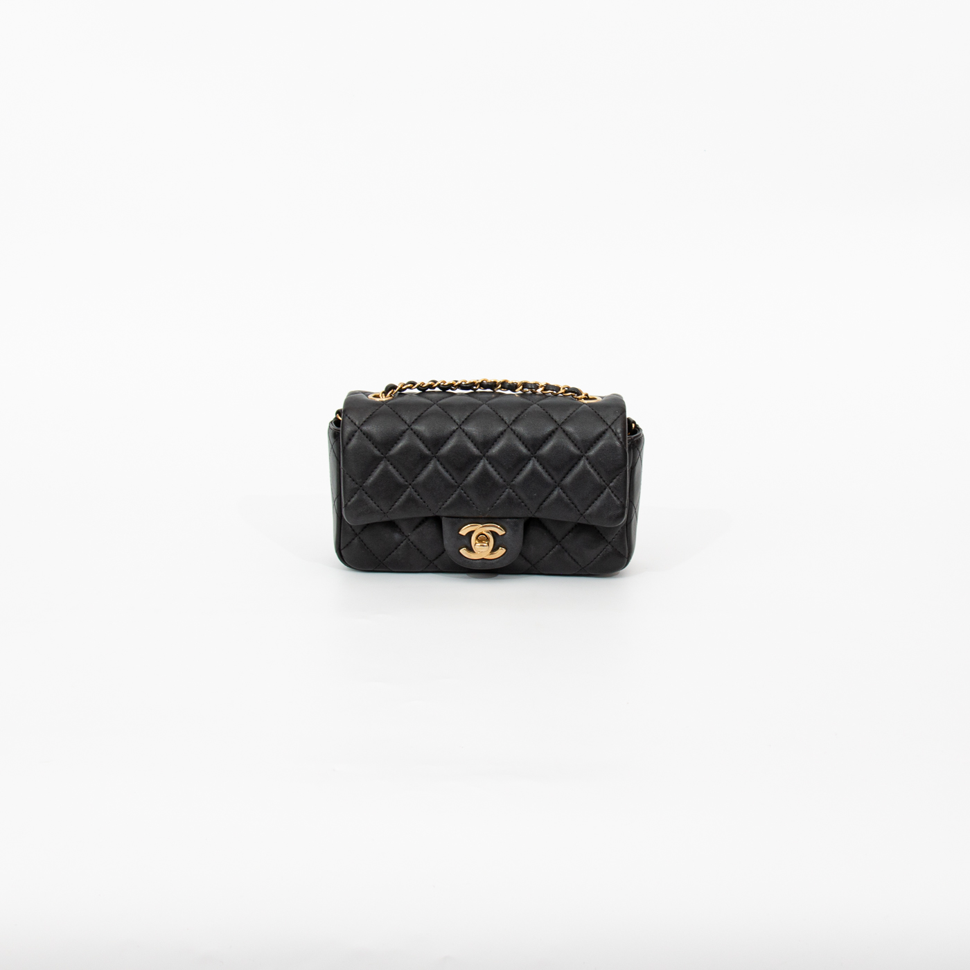 Chanel Mini Flap Rectangular Tasche Schwarz Lambskin
