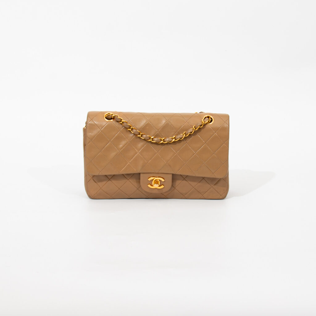 Chanel Timeless Double Flap Medium Vintage Lambskin Beige