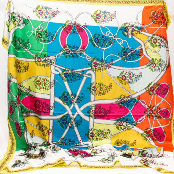 Hermès Carré 140 Coup de Fouet Tissu Soie Orange