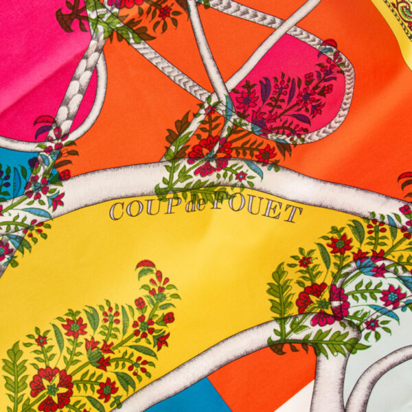 Hermès Carré 140 Coup de Fouet Tissu Soie Orange