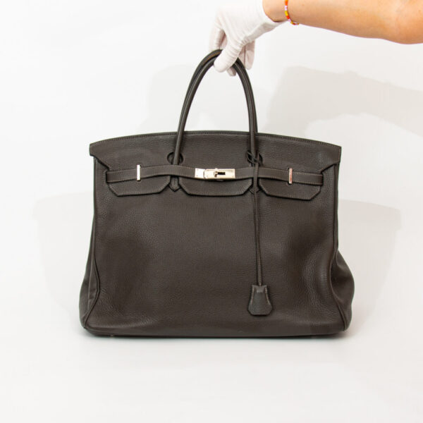Bolso Hermès Birkin 40 de piel Togo marrón, año 2007, con herrajes de paladio