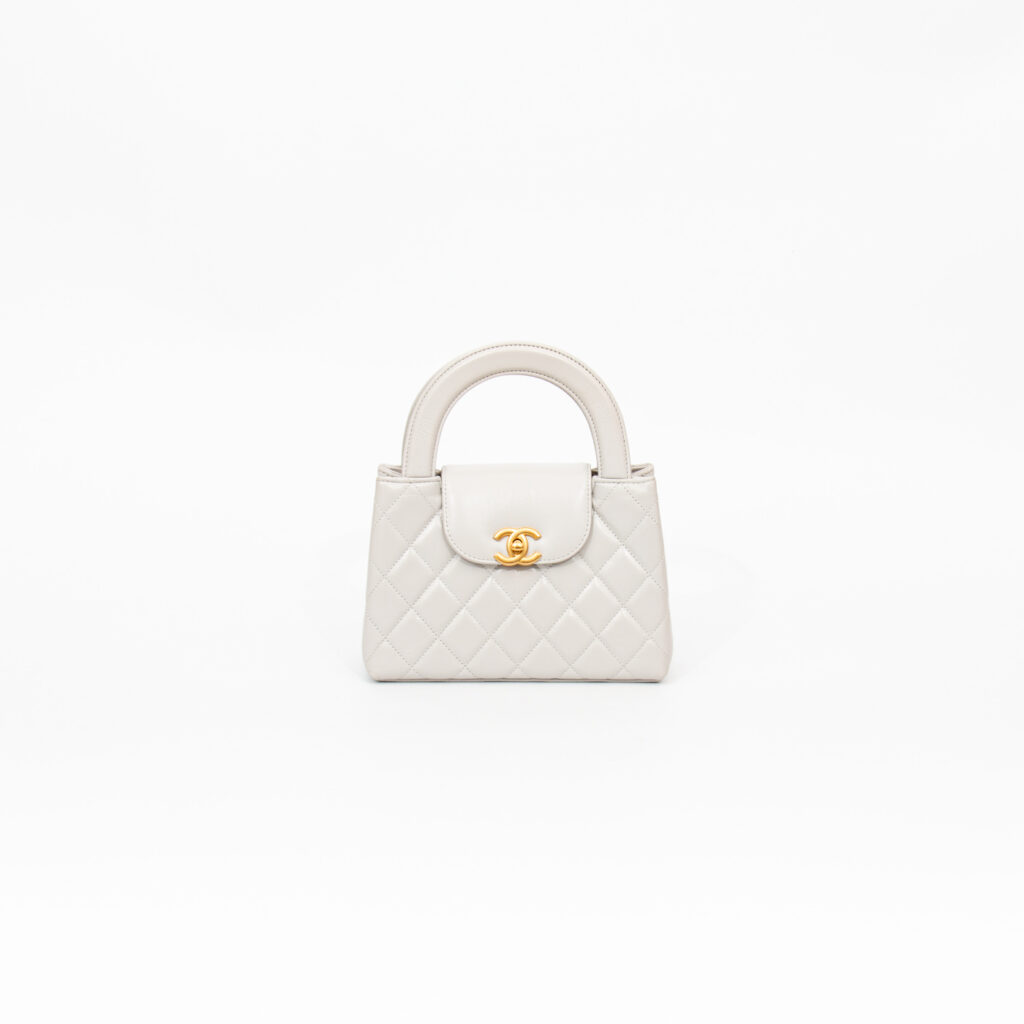 Chanel Kelly Top Handle Tasche Grau Calfskin Neuwertig