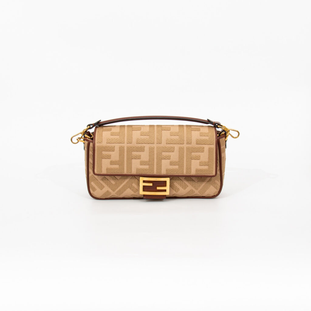 Fendi Schultertasche Zucca Mamma Baguette Canvas Und Leder