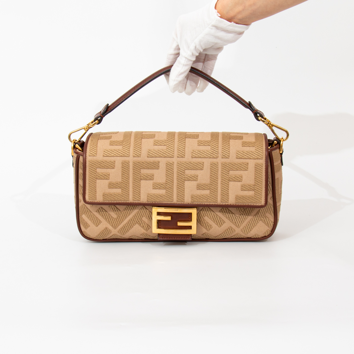 Fendi Zucca Mamma Baguette shoulder bag in canvas and leather