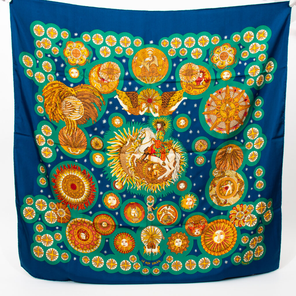 Hermès Tuch Seide Carré 90 Le Roy Soleil Aus Seide In Blau